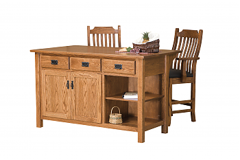 Kitchen Island w/Open Shelf on Right
