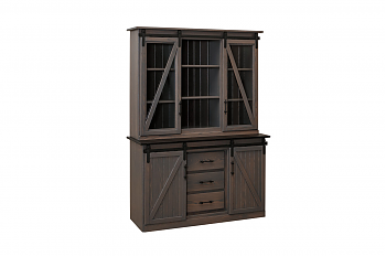 Barn Door Hutch with Glass Doors