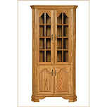 Corner Hutch w/ Glass Doors, Wood Shelves
