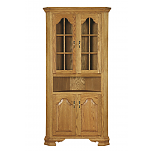 Corner Hutch w/ Glass Doors, Wood Shelves